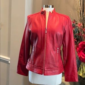 MICHAEL KORS RED LEATHER JACKET